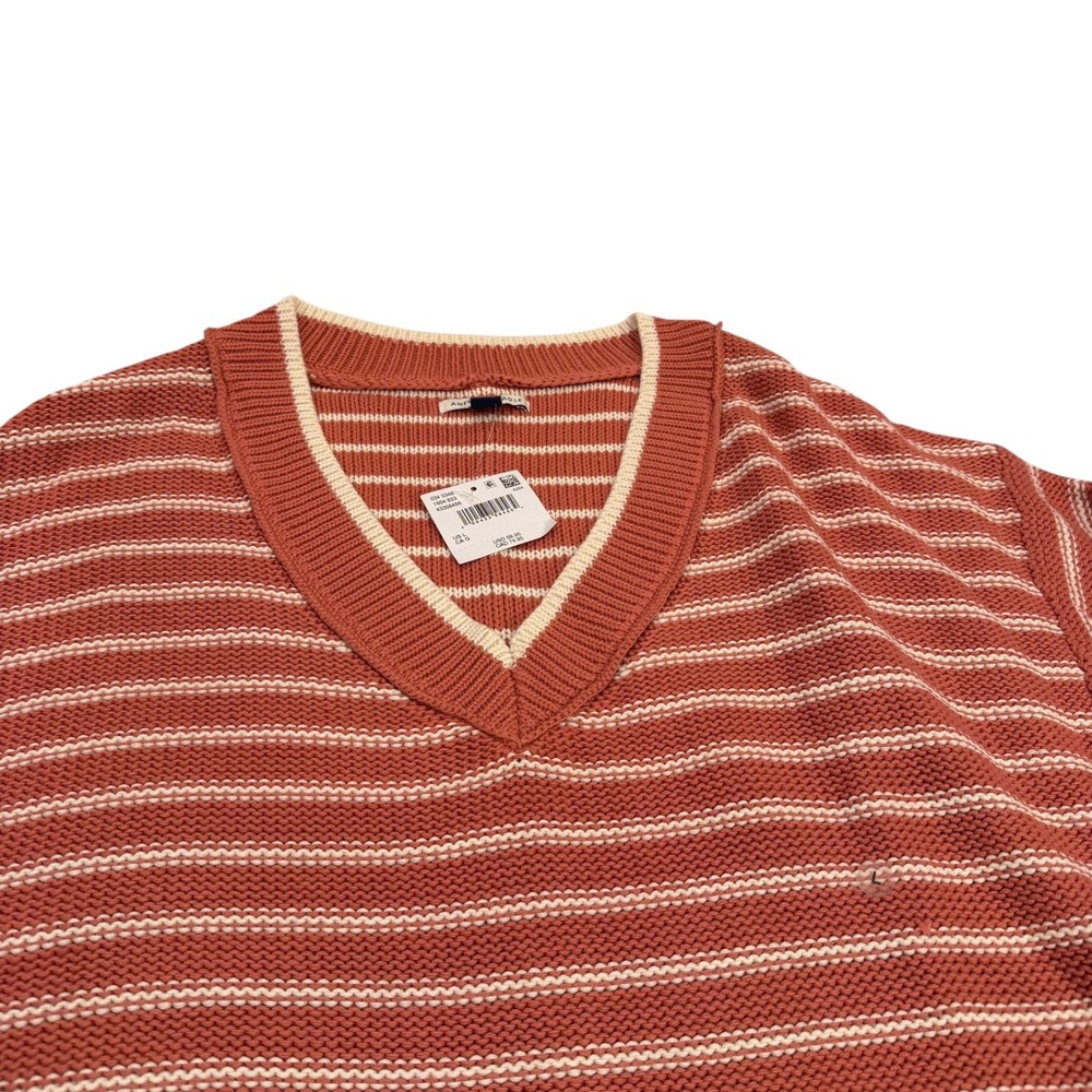 American Eagle Womens V-Neck Striped Knit Sweater Pink Large‎ Oversized Boxy NEW - Picture 3 of 8